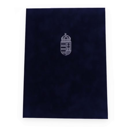 Bársony Oklevéltartó mappa ezüst címerrel - A4 kék