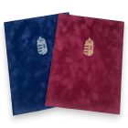 Bársony Oklevéltartó mappa ezüst címerrel - A4 kék