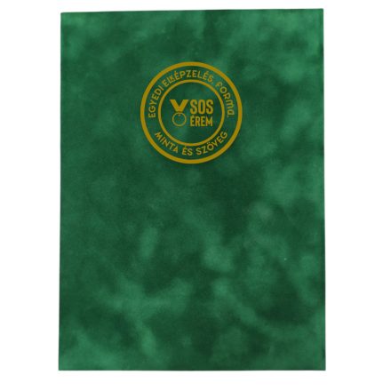 Zöld Bársony Oklevéltartó mappa -  Egyedi Címerrel 20 db-tól 