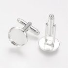 Fa mandzsettagomb akár egyedi gravírozással, ezüst színben - 14 mm