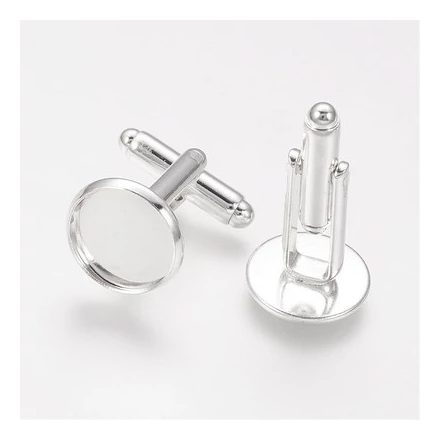 Fa mandzsettagomb akár egyedi gravírozással, ezüst színben - 14 mm