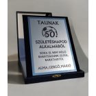 Bőrhatású egyedi plakett kék dobozban 17x21 cm 