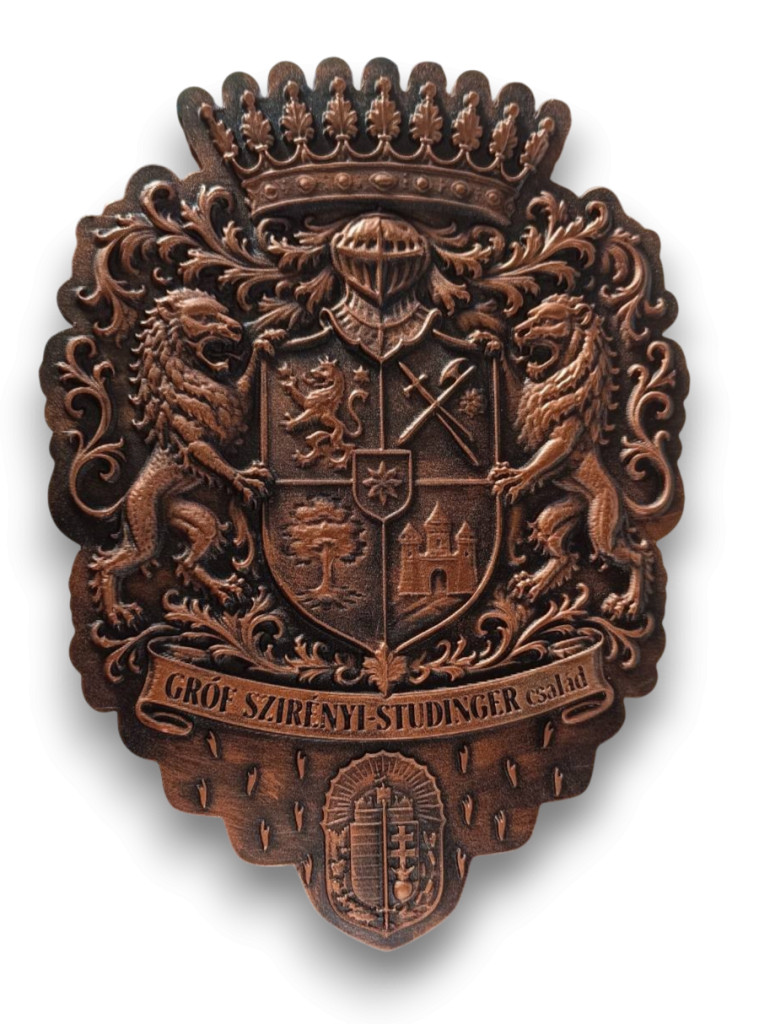   Egyedi alumínium / fém címer – városi, családi és heraldikai címer készítés